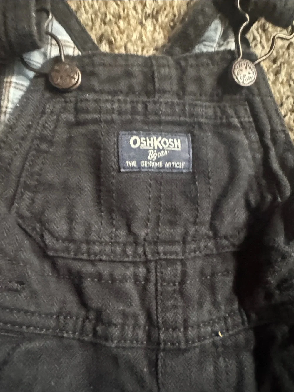 OshKosh B'gosh Black Baby Overalls with Front Pocket